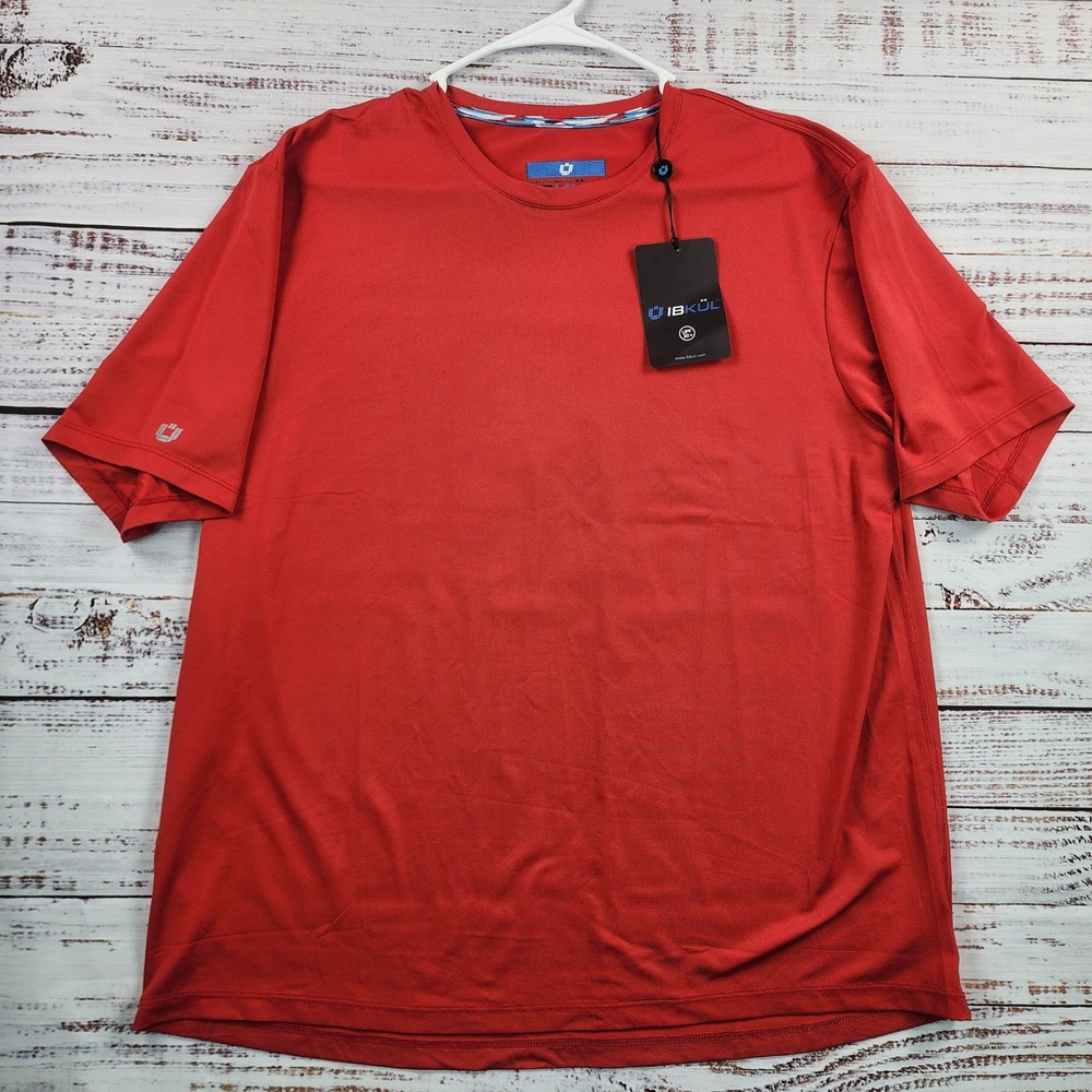 NWT IBKUL IceFil Cooling Performance T Shirt Mens L Red UPF 50 Golf